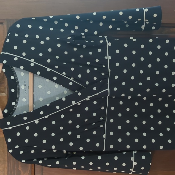 Lands End dress, swim material cover up black and white polka dot Ex small 2-4 - Picture 4 of 8